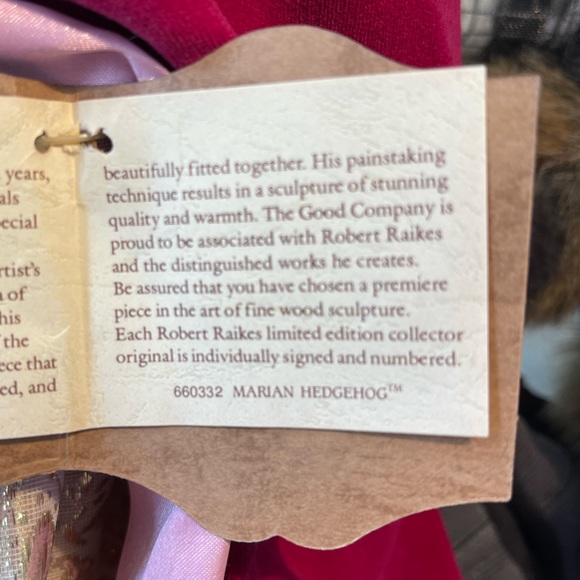 NWT Marian Hedgehog, Vintage #3077/7500. Raikes Originals! Teddy Bear style. - Picture 6 of 8